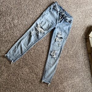 Judy Blue Light Blue Distressed Skinny Jeans